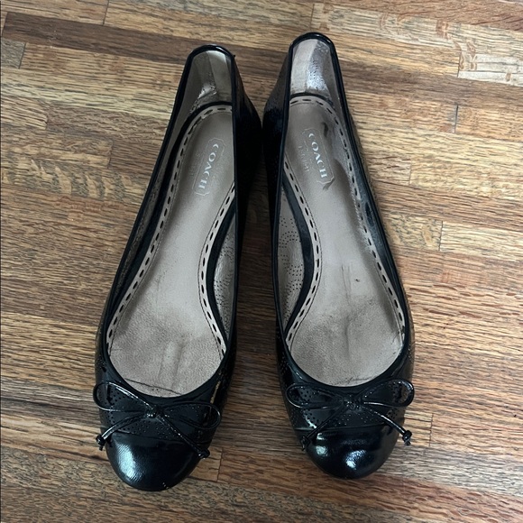 Coach Shoes - Coach Black Leather Flats with Bow